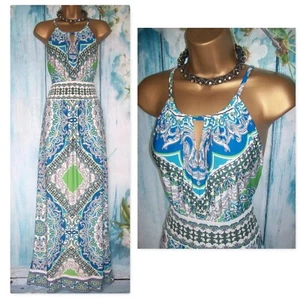 WALLIS MAXI DRESS SIZE 14, Stunning Blue mix Paisley Floral Summer holiday Dress - Picture 1 of 12