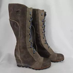 Sorel Stiefel Damen 9,5 braun grau Cate The Great Leder versteckter Keilabsatz wasserdicht - Bild 1 von 19