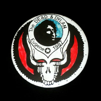 Grateful Dead Pin Bob Dylan & The Dead Oregon Ducks Eugene 7/19/1987 OR Pinback - Image 1 of 4