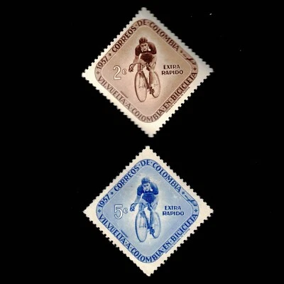 Colombia, Scott C297-C299, Ciclista, 1957, MH Foto 1 de 2