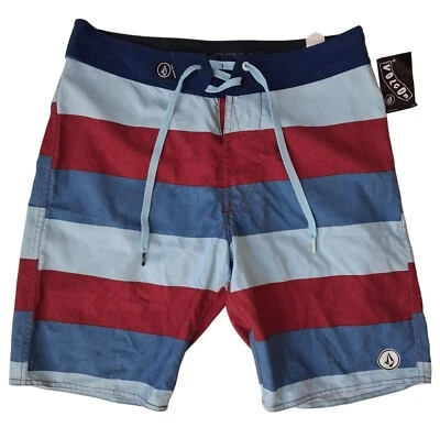 Volcom New Swim Board Shorts Blue Red 30 Inseam 11" - Image 1 of 4