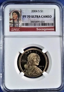 2004 S SACAGAWEA Dollar NGC PF70💥FLAWLESS QUALITY💥EARLY RED BANNER LABEL - Picture 1 of 4