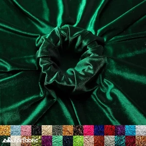 Hunter Green Stretch Velvet Fabric By The Yard - Picture 1 of 7