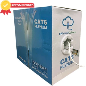 Cable Ethernet sólido UTP Cat 6 Plenum de 1000 pies blanco y negro - Imagen 1 de 3