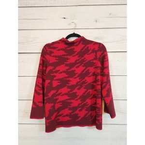 Chico’s Women’s Red Camo Look Zip-Back Mock Neck Long Sleeve Sweater Size S - Picture 1 of 6