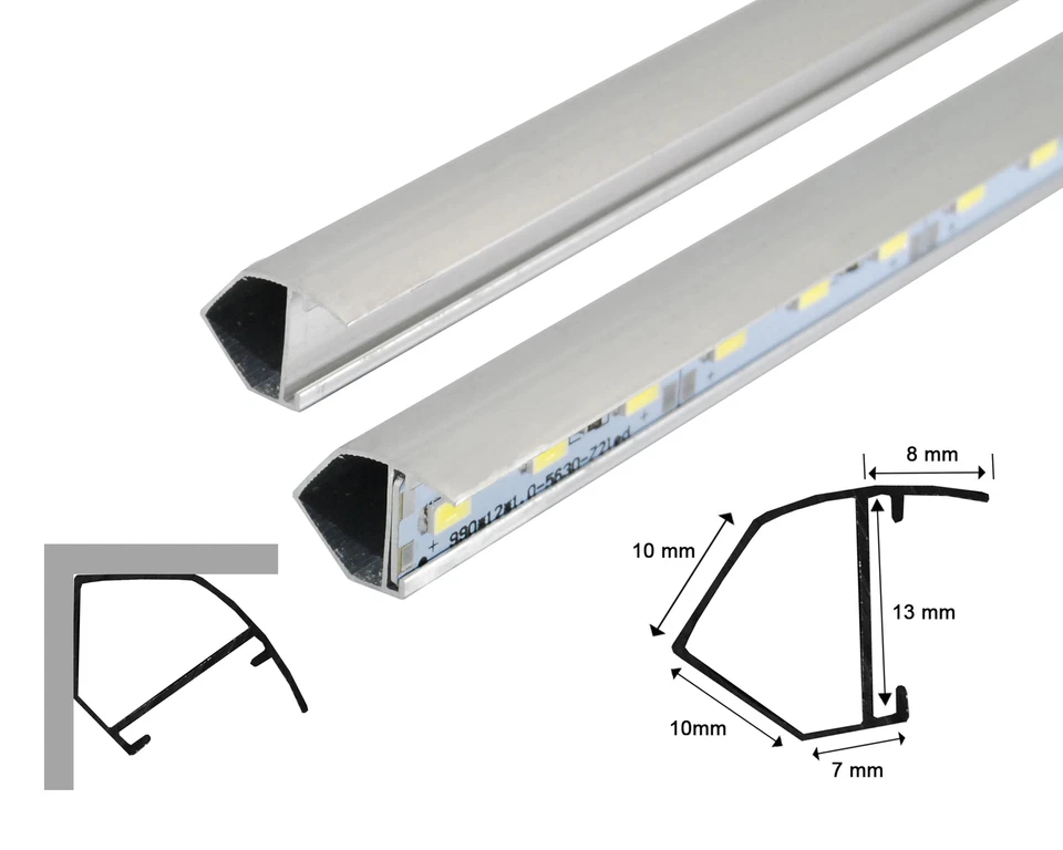 LED Alu Schiene Aluminium Eckprofil Winkelprofil Profil (ohne Abdeckung) - Bild 1 von 1