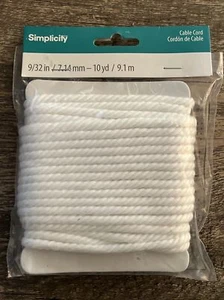 Simplicity White Cable Cord 10 Yards New In Package - Picture 1 of 12