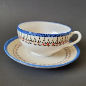 TEA CUP & SAUCER SET by TOMOE CHINA Blue with SpiderWeb Design Made in Japan #B - Imagen 1 de 3