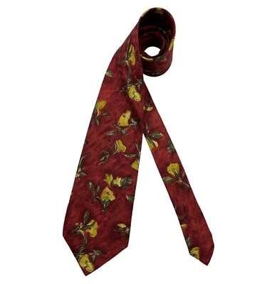 UNGARO Burgundy Floral Leaf Silk LUXURY Tie ITALY - Image 1 of 4