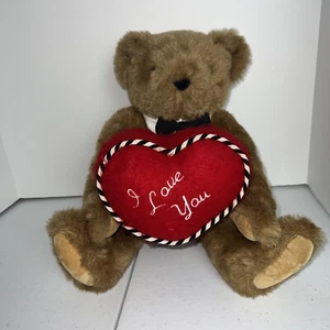 Vintage Vermont Teddy Bear Company Jointed  Happy Anniversary Bear Bowtie Heart - Picture 1 of 10