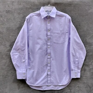 Charles Tyrwhitt Mens Sz 16 / 35 Purple Check Cotton Shirt Button Up Long Sleeve - Picture 1 of 12