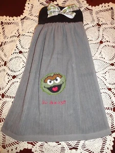 Oscar the Grouch Plaza Sésamo Colgante Cocina Horno Bar Toalla Algodón Artesanal - Imagen 1 de 2