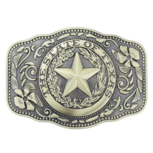 Five Stars Texas State Belt Buckle Western Cowboy Native American (FS-04-G) - Picture 1 of 2