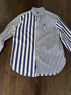 Polo Ralph Lauren Women’s LS Button Down Shirt Blue/White Striped Size 0 - Image 1 of 4