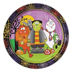 HALLOWEEN 'Little Monsters' SMALL PAPER PLATES (8) Halloween Kids Ghost Party - Picture 1 of 1