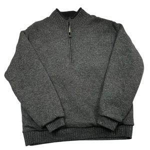 L.L. Chaqueta Suéter Bean Para Hombre 100% Lana Cuarto Cremallera Forrada Sherpa Gris Talla L - Imagen 1 de 8