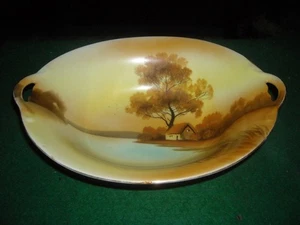 Vintage Noritake tree in the meadow 10 1/2" oval serving bowl red M tag pre own - Picture 1 of 8