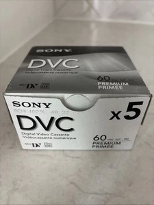 SONY Mini DV Premium 60 min DVC DVM60PRL Digital Video Cassette Tapes 5 Pack Box - Photo 1 sur 2