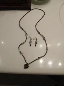 Southwest handbemalt Navajo Keramik Perlen Halskette und Ohrringe Set - Bild 1 von 4