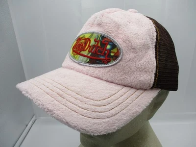 Gorra Von Dutch Trucker para mujer rosa marrón felpa vaquero occidental rodeo patinador Foto 1 de 4