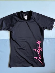NWT Hurley Girl's Shirt Rash Guard Tops Black Pink Sz M Medium New USA Made - Picture 1 of 3