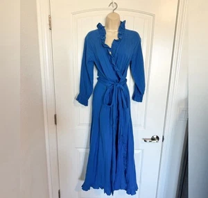 Rhode Resort Cotton Blue Wrap Ruffle Dress Size Xs - Picture 1 of 4