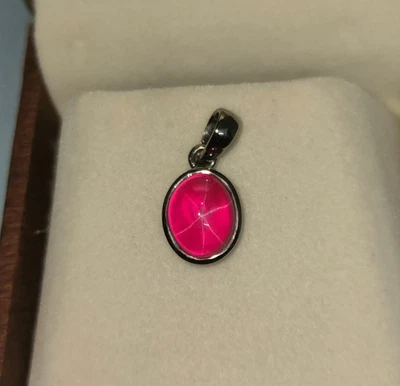 Pink Star Ruby Pendant Birthday Gift For Men & Women 925 Silver Ruby Jewelry - Image 1 of 4