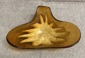 Vintage MCM Murano Art Glass Aventurine Bowl Dish Amber Gold N2 - Picture 1 of 8