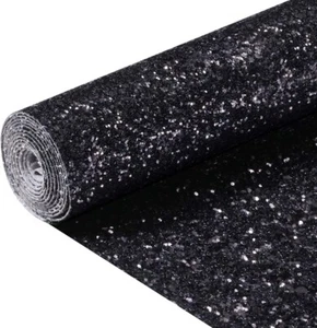 Chunky BLACK Glitter FAUX LEATHER ROLL 13” x 72” WHOLESALE - Picture 1 of 1