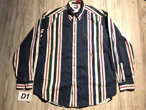 Vintage 90er Tommy Hilfiger Striped Down Large G/G Button Hemd Herren Langarm☕ - Bild 1 von 10