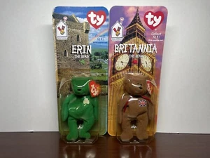 2 Vintage Sealed McDonalds Beanie Babys Bären Britannia und Erin 1999 NEU - Bild 1 von 2