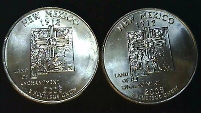 2008 P D 25C State Quarter New Mexico BU Clad (2 coins) 24hh1018-2 - Image 1 of 2