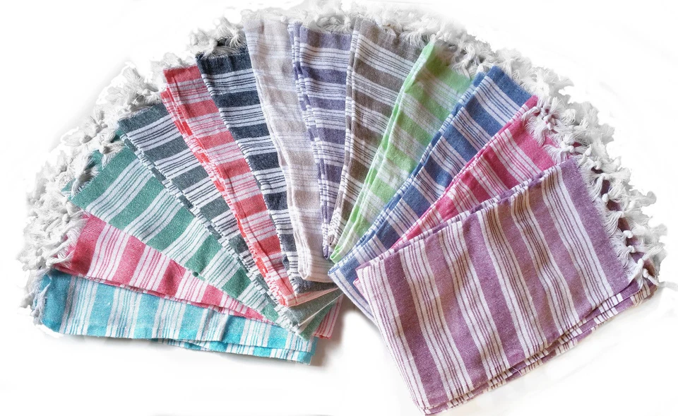 JUEGO DE 2 TOALLAS TURCAS PESHTEMAL FOUTAS 100% ALGODÓN SPA GIMNASIO BAÑO TOALLAS DE PLAYA Foto 1 de 1