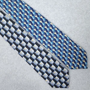 Ermenegildo Zegna Tie Mens Lot of 2 Blue Silk Geometric Abstract Wide 59x4 - Picture 1 of 6