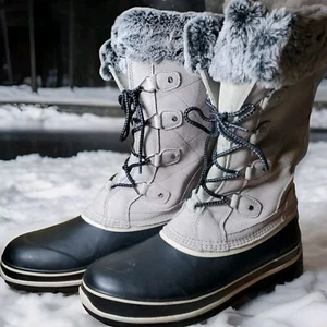 Khombu Emily Winter Boots Womens 10M Grey Suede Faux Fur -20 Degrees Rated - Picture 1 of 10