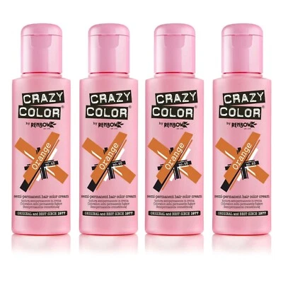 4x Crazy Color semipermanenter Haarfärbemittel orange 100ml