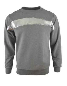 Maison Margiela Sweatshirt Pullover Herren Gr. XL Grau Silber Folie Lackoptik Top - Bild 1 von 4