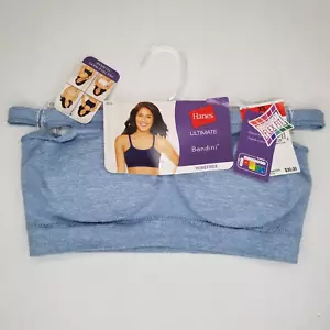Hanes Women's Ultimate Bandini Multi-Way Wirefree Bra XS Color is a Blue Heather - Picture 1 of 8