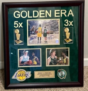 Larry Bird Magic Johnson Signed Photo Custom Framed Lakers Celtics JSA COA Q3686 - Picture 1 of 3
