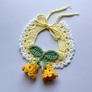 Pet Cat Dog Collar Cute Crochet Floral Knit Bandana fits 11-to-18-inch neck - Picture 1 of 2