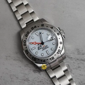 Custom Made 40mm White Polar EXPLR 2 Style GMT Mod Watch w/ NH34 Movement - Picture 1 of 6