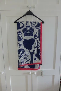 Bufanda Kenzo Icons en azul marino y blanco modal/lana - nueva con etiquetas, PVP £195 - Imagen 1 de 12