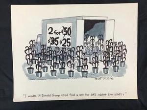 Original Editorial Trump Cartoon Art By Joe Moore, 347 Rubber Tree Plants" - Bild 1 von 2