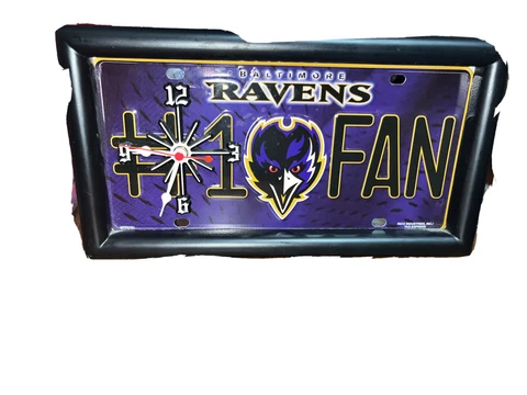 NFL Baltimore Ravens Football License plate Clock #1 Fan Rectangle Framed Cover
