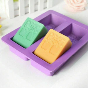 Mold Life Silicone Tree Cake Soap Rectangle Art Cavities Echodo Craft 4-cavity - Picture 1 of 5