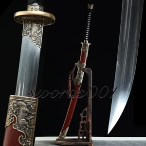 propitious brass kylin saber clay tempered damascus steel kungfu sharp dao sword - Picture 1 of 14