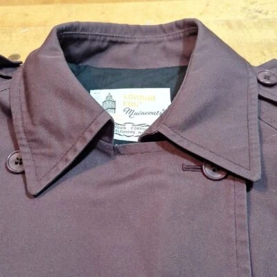 VTG London Fog Plum Trench Coat Sz 14 Double Breasted Calf Length Lined No Belt - Image 1 of 4