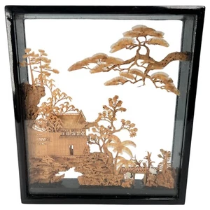 San You Diorama Hand Carved Cork Miniature Chinese Architecture Scene Folk Art - Bild 1 von 8