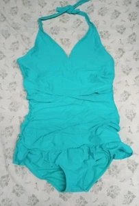 Girl's XHILARATION Size XLARGE 14/16 One Piece Swimsuit Teal Bathing suit - Picture 1 of 3