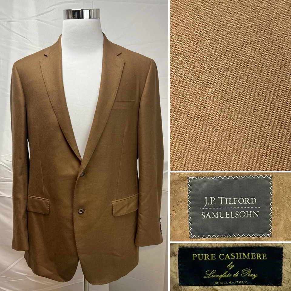 Chaqueta Blazer Samuelsohn Para Hombres 44L 100% Cachemira Marrón 2 Botones Ventilada JP Tilford Foto 1 de 4